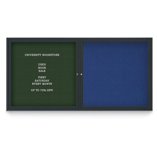 United Visual Products Corkboard, 72"x36", Cobalt Accent/Satin UV406PLUS-SATIN-COBACC - main